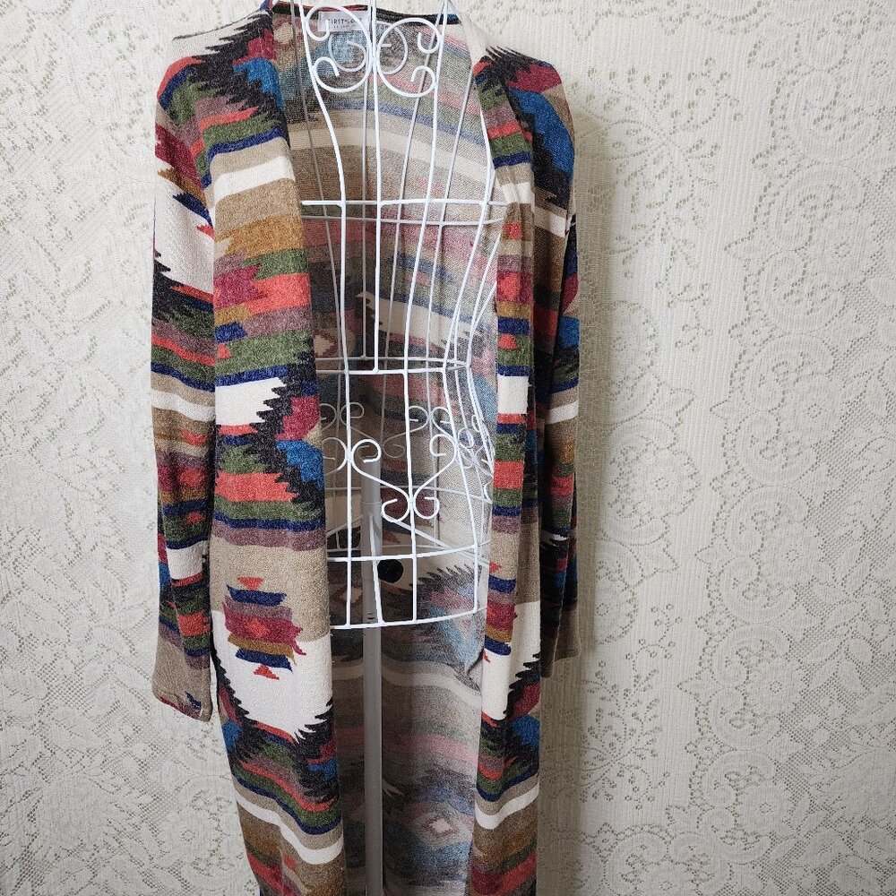 Aztec print duster with pockets